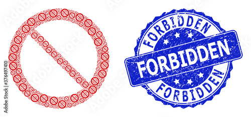 Green dollar and men mosaic map of Acre State and corroded seal stamp. Stamp seal includes MANITOBA title between parallel lines. Mosaic map of Acre State designed from green dollars,