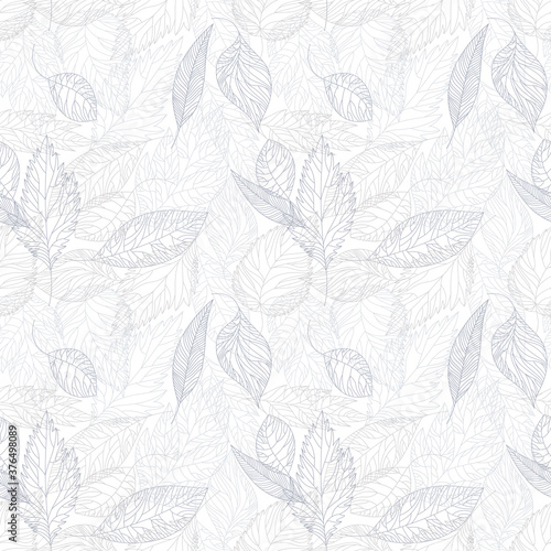Seamless pattern of leaves; natural bacckground; vector pastel wallpaper; autumn backdrop