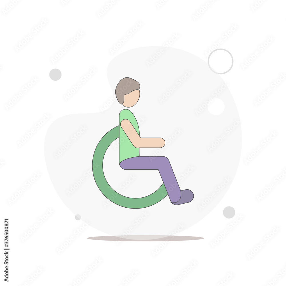 Disabled man vector flat illustration on white Disabled man vector flat illustration on white