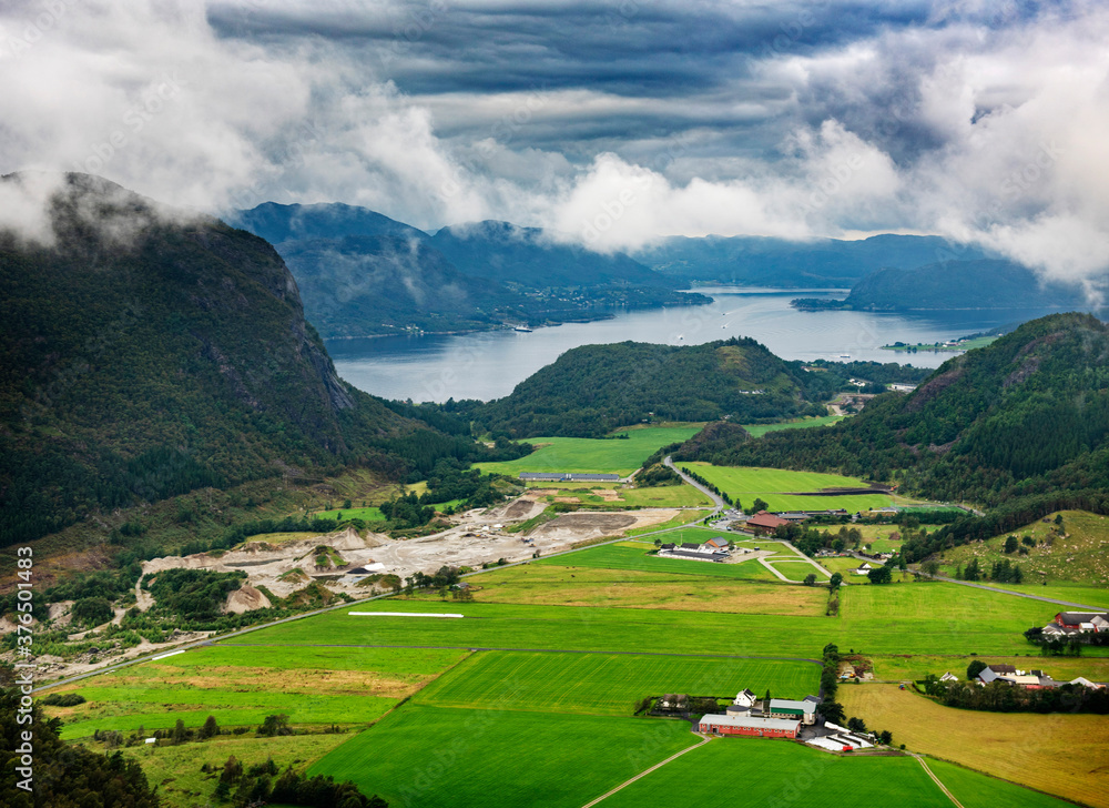 Beautiful norwegian landscape in the Rogaland region in Norway