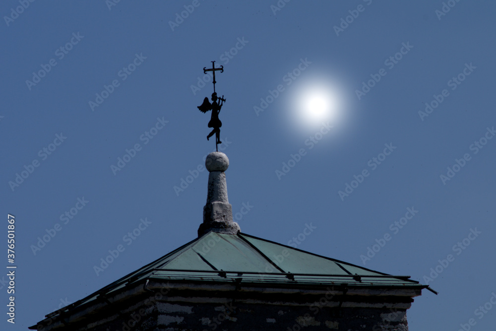 roof of the old church,tower, religion, cross, sky, building, old,europe,sun,blue, roof of the old church,tower, religion, cross, sky, building, old,europe,sun,blue,