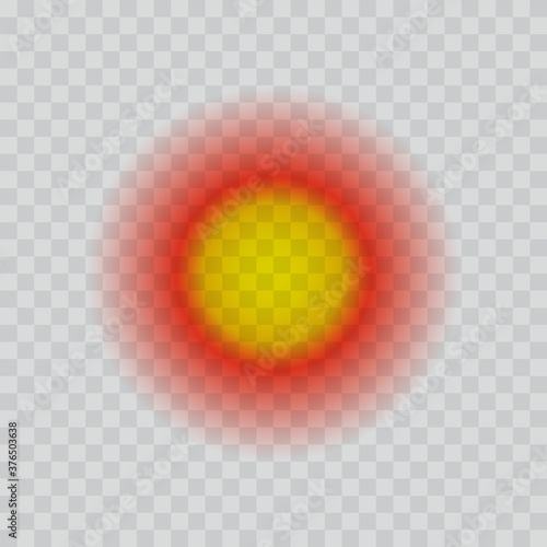 Spot pain icon realisttic vector illustration isolated on transparent background. Design element for painkiller package and medical information posters