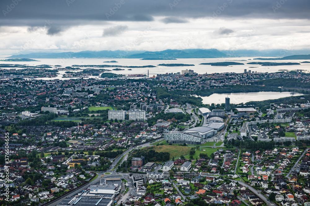 Aerial view over central Stavanger in Norway