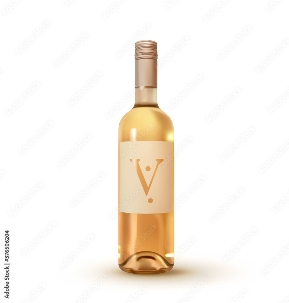 Wine bottle isolated on white background. Realistic design. vector illustration