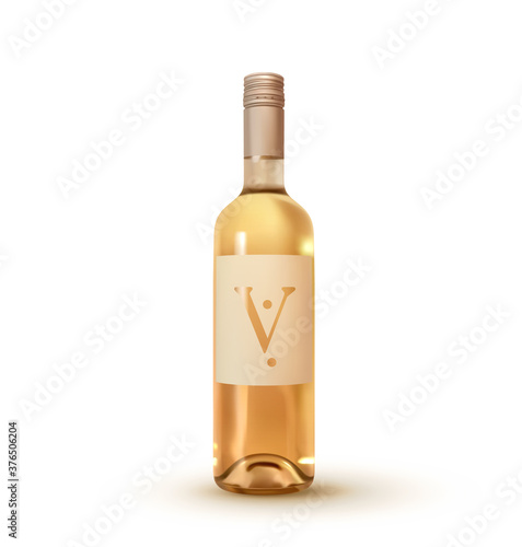 Wine bottle isolated on white background. Realistic design. vector illustration