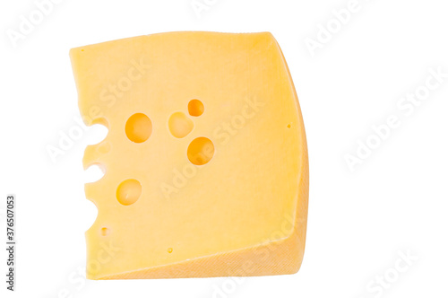 a piece of cheese isolated on a white background