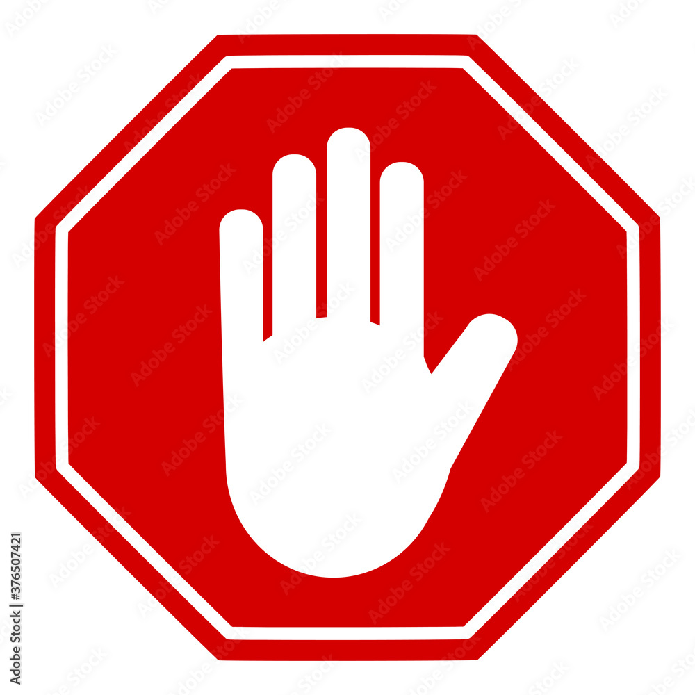 Obraz premium Stop sign with hand icon. Vector Image.