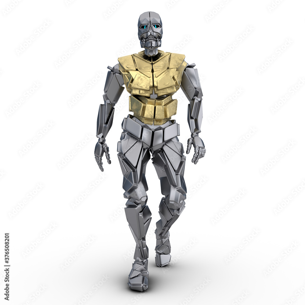humanoider Roboter frontal in Gehpose