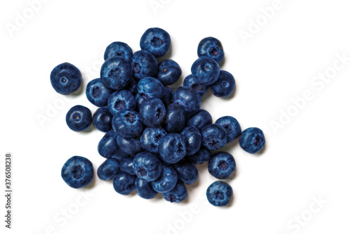 Blueberry on a white background, top view