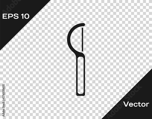 Black Dental floss icon isolated on transparent background. Vector.