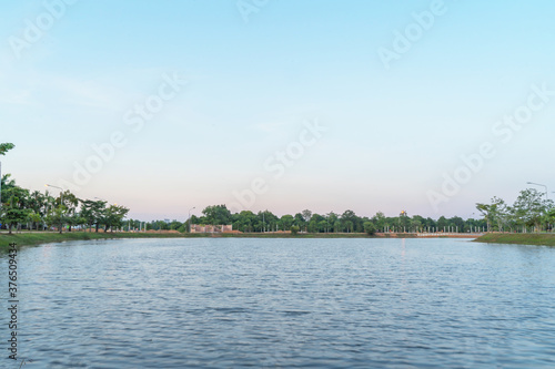 Sky blue background pond. Natural background bright,Thailand-Malaysia border