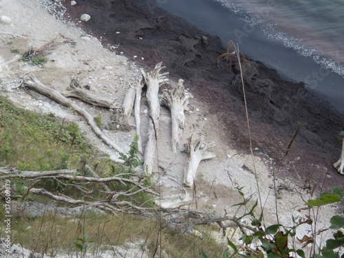 white chalk cliffs at rugen coast in gernany photo