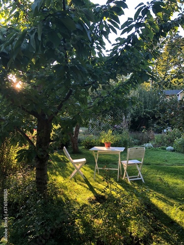 Canvas Print Chairs and Table by a Cabin at Tanto, Sodermalm, Stockholm Sweden