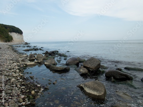 white chalk cliffs at rugen coast in gernany photo