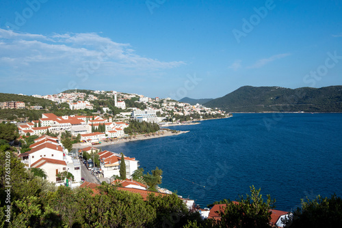 Neum in Bosnia and Herzegovina on the Adriatic sea with red roofs and coastal views