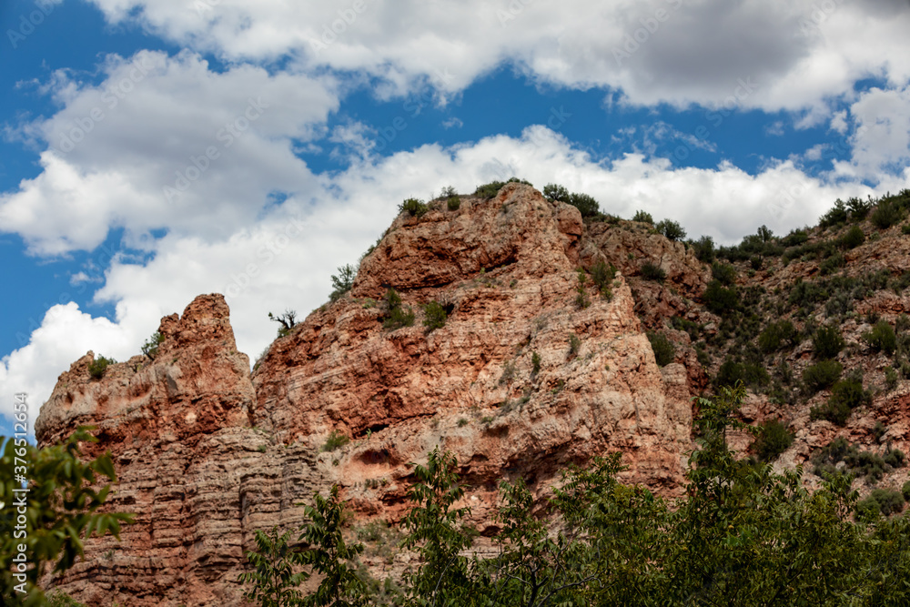 Landscape in Verde Valley Arizona with mountains and trees and clouds Landscape in Verde Valley Arizona with mountains and trees and clouds