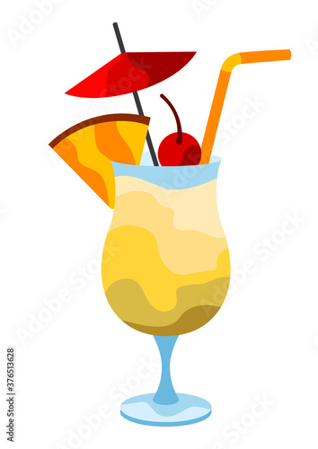 Pina Colada cocktail illustration.