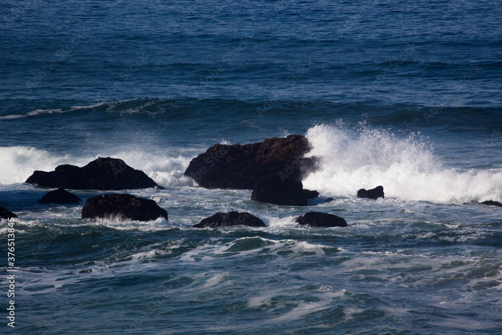 Ocean waves on a rocky shore