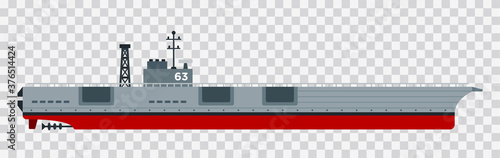 Battle ship aircraft carrier illustration in a flat design.