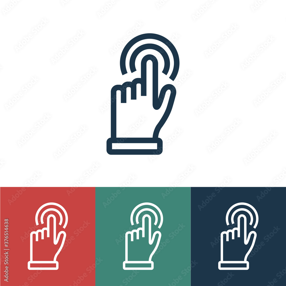 Linear vector icon with touching surface Linear vector icon with touching surface
