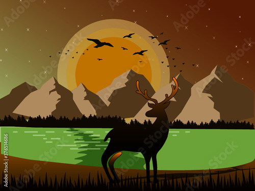 paesaggio con cervo