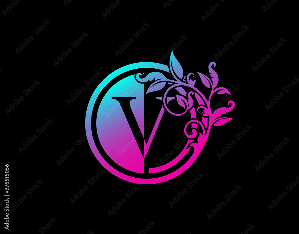 Circle V Letter Floral Logo. Luxury V Swirl Logo Icon perfect for salon, yoga, restaurant, boutique and letter stamp. Circle V Letter Floral Logo. Luxury V Swirl Logo Icon perfect for salon, yoga, restaurant, boutique and letter stamp.