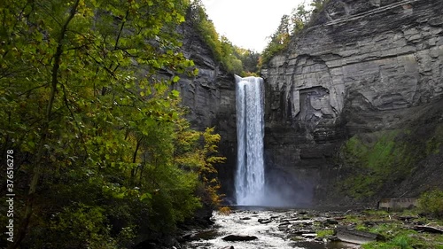 Waterfall in a canyon in the fall in New York with audio