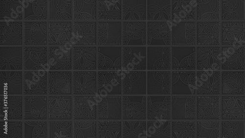 Seamless black anthracite vintage retro geometric square mosaic motif cement concrete stone tiles texture background