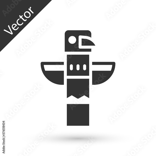 Grey Canadian totem pole icon isolated on white background. Vector.