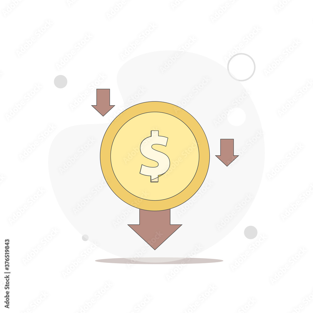 Reduce costs vector flat illustration on white Reduce costs vector flat illustration on white