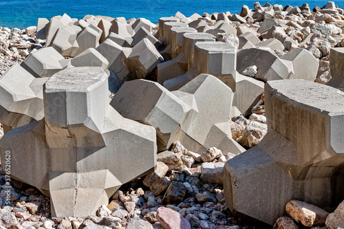 Tetrapods to strengthen the shore. photo