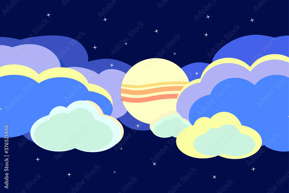Full moon and cloud on background night sky with star , vector picture Full moon and cloud on background night sky with star , vector picture