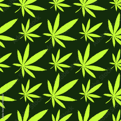 Cannabis decorative leaf seamless pattern. Vector stock illustration eps10