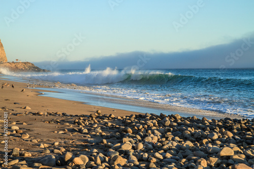 rock beach distance wave