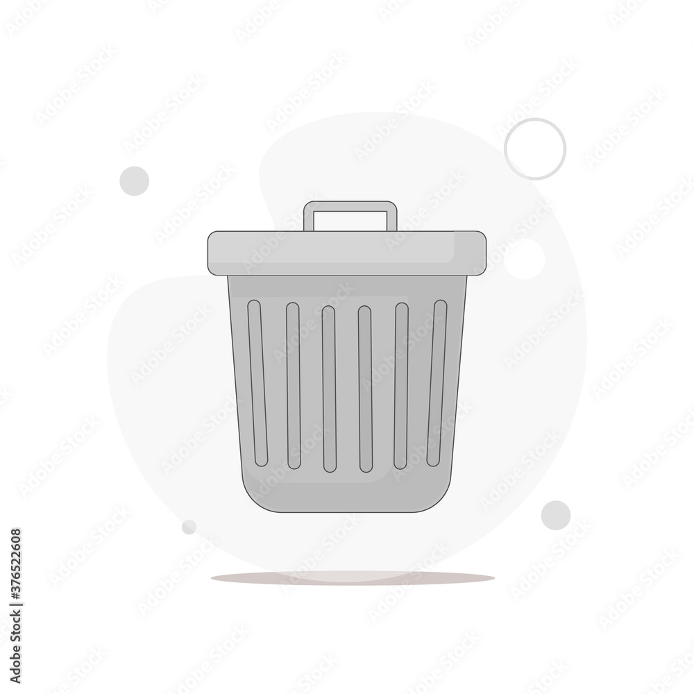 Trash can vector flat illustration on white