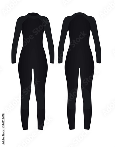 Black female wetsuit. vector illustration