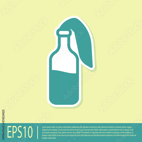 Green Cocktail molotov icon isolated on yellow background. Vector.