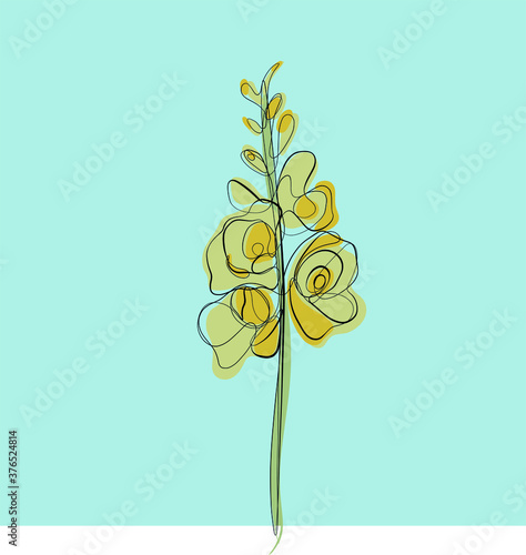 Dibujo estilo online en vectorial de flores amarillas con fondo azul