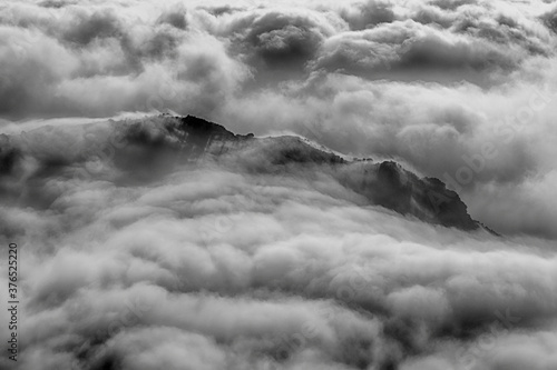mountain and clouds