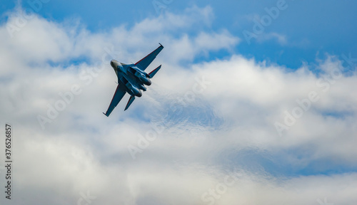 Kubinka, Moscow Region, Russia - August 30, 2020: Su-30SM NATO code name: Flanker-C jet fighter of the Russian knights photo