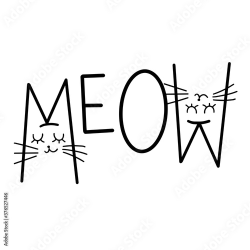 cute meow cat quotes illustration vector with cat muzzle.