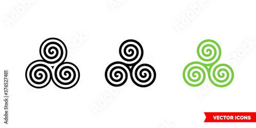 Celtic spiral icon of 3 types color, black and white, outline. Isolated vector sign symbol.