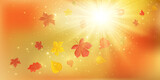 Autumn leaves background. Autumnal border with yellow maple, oak and rowan foliage. Fall theme. banner. seasons template
