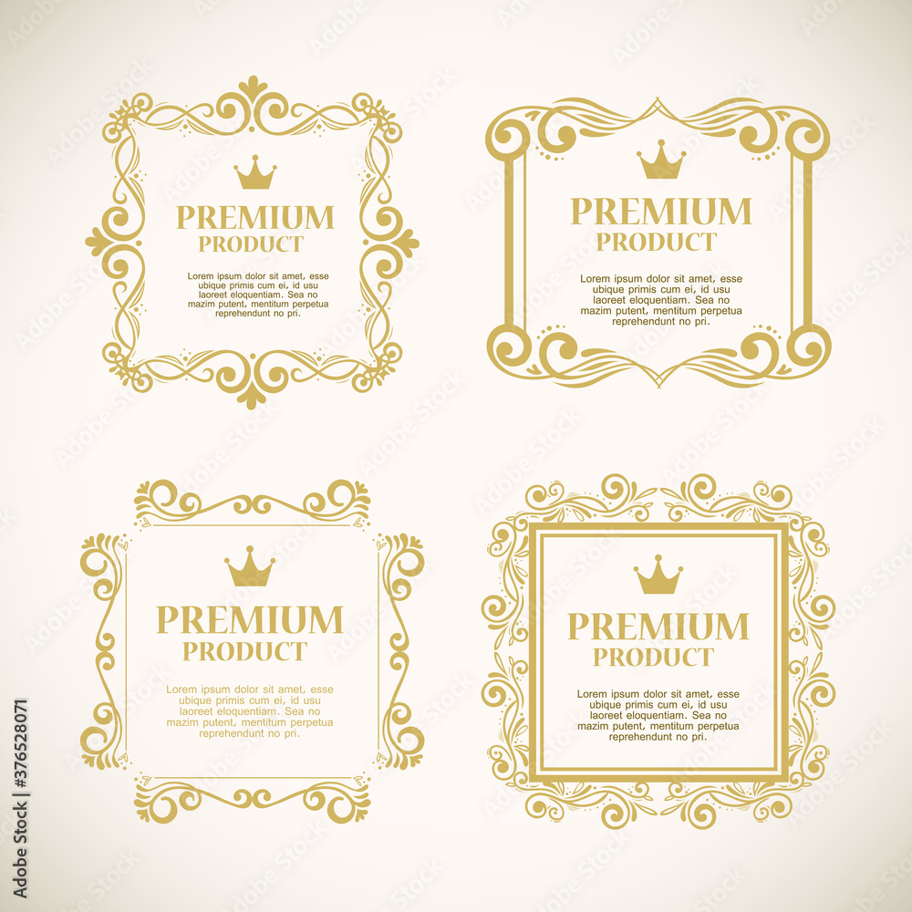 set labels with gold decorative frames vector illustration design set labels with gold decorative frames vector illustration design