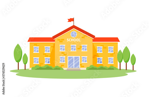 Vector illustration of a school building. Back to school concept.