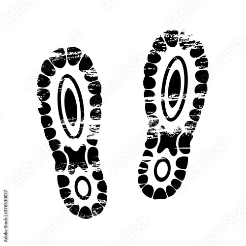 Pair footprints human shoes silhouette. Shoe soles print. Vector footstep icon, isolated footstamp on white background
