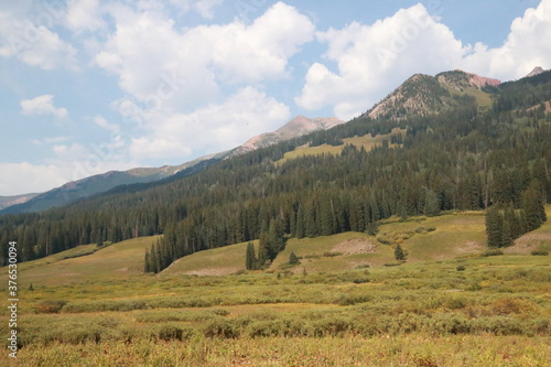 Rocky Mountains - scenery from the Gunnison National Forest -air  hazy filled with smoke from fire