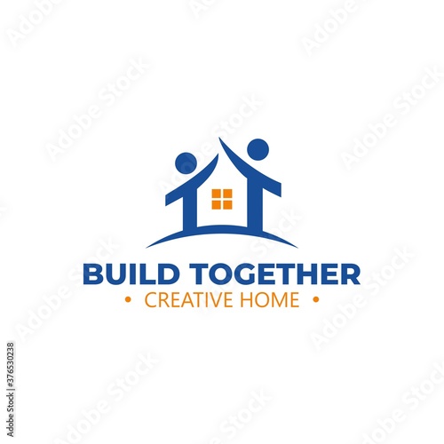 Build together logo template, Home logo design, Real estate logo, Community logo