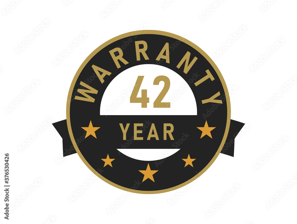 42 year warranty gold text with Black badge vector image 42 year warranty gold text with Black badge vector image
