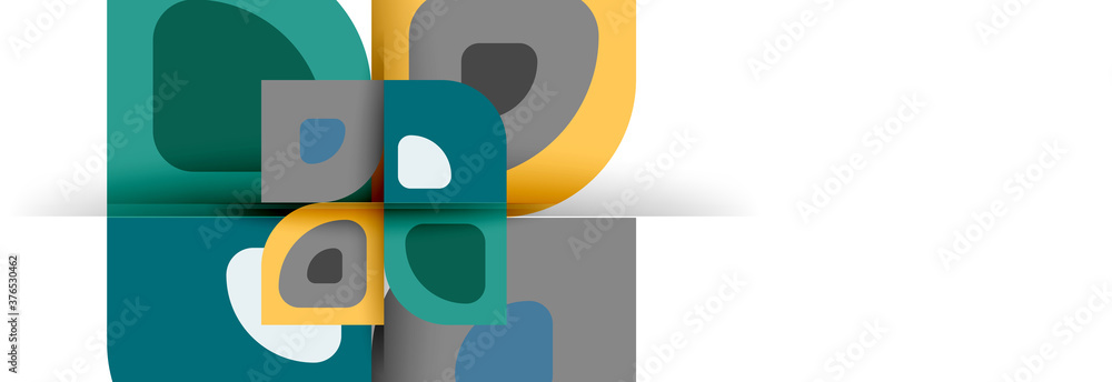 Fototapeta premium Set of vector modern geometric abstract backgrounds with repeating abstract round shapes patterns and shadow effects